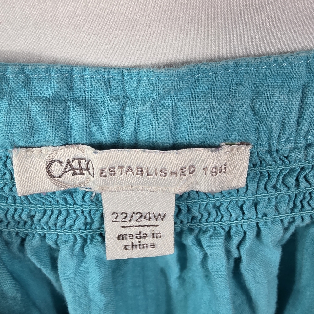Cato Turquoise Floral Embroidered Peasant Top Size 22/24 - Picture 8 of 14